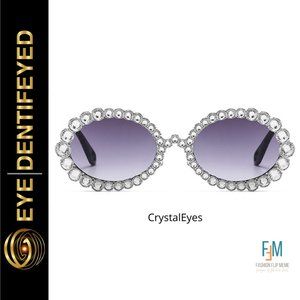 "CrystalEyes" Silver Metal Frame/Gray Lens Premium Sunglasses + Folding Case